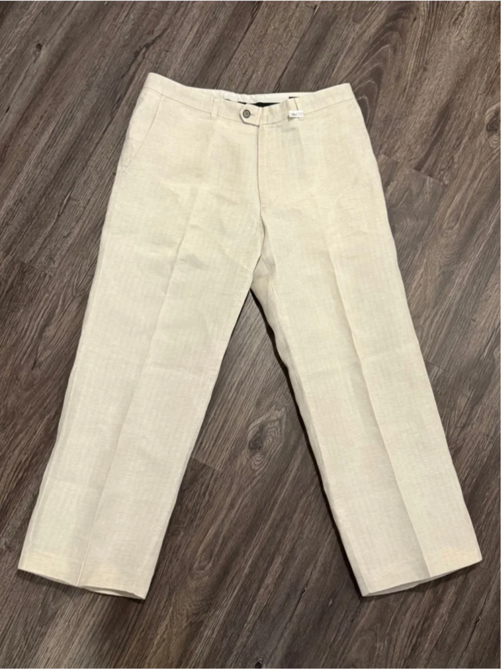 Vintage Y2K Claiborne Men's Beige Linen Blend Lightweight Trousers Waist 34x29